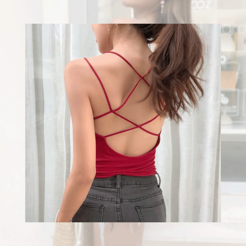 Two-line string back sleeveless shirts [Same-day shipping]