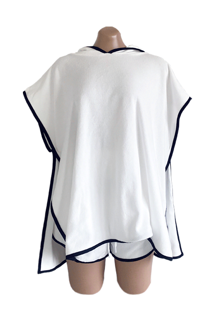 [Same-day shipping] Molly color combination terry poncho shorts set